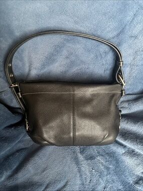 Classic Black Boho Pebbled Leather Shoulder Bag - F15065
